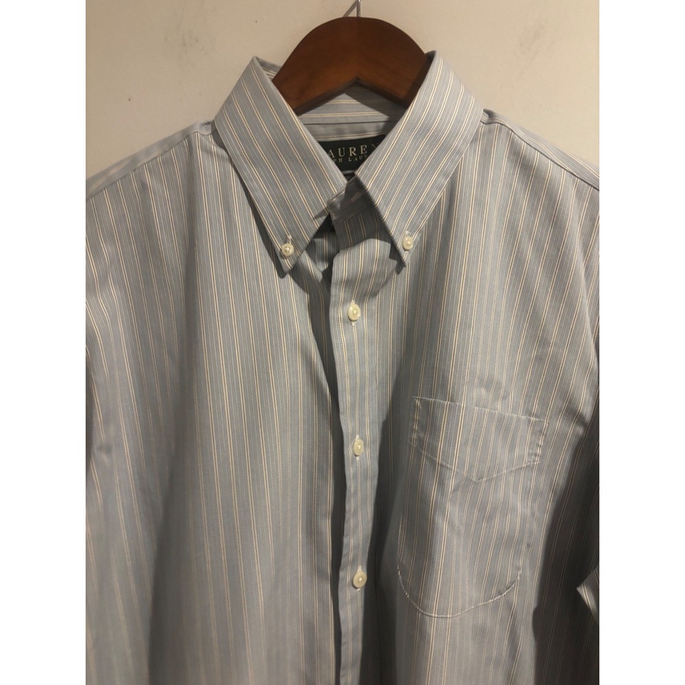 Lauren Ralph Lauren Men's Blue  Stripe Button Down 16 34 35‎ Dressy Long Sleeve